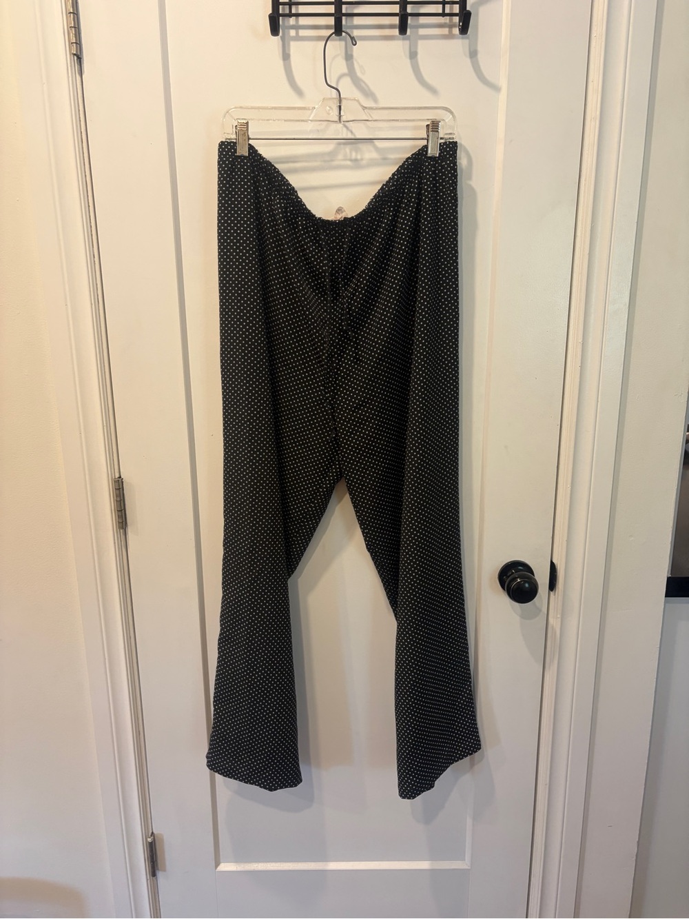 Vintage Black Polka Dot drawstring waist Pants - Classic Casual Fit